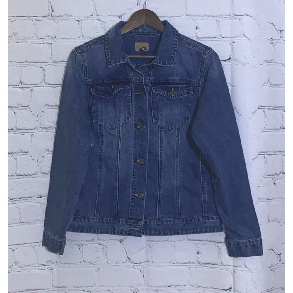 Driftwood Jean Jacket Women's X-Large Geena Distressed Classic Fit Blue Denim